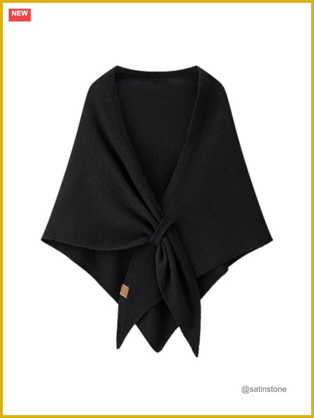 Wool-Acrylic Blend Triangle Shawl Wrap with Adjustable Tie Lightweight Travel